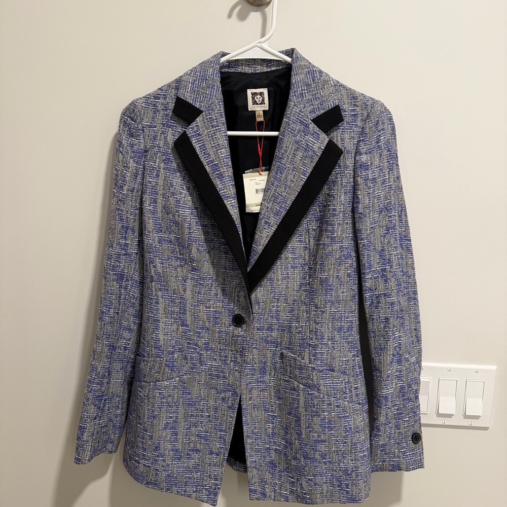 Anne Klein Lilac Patterned Blazer with Black Trim